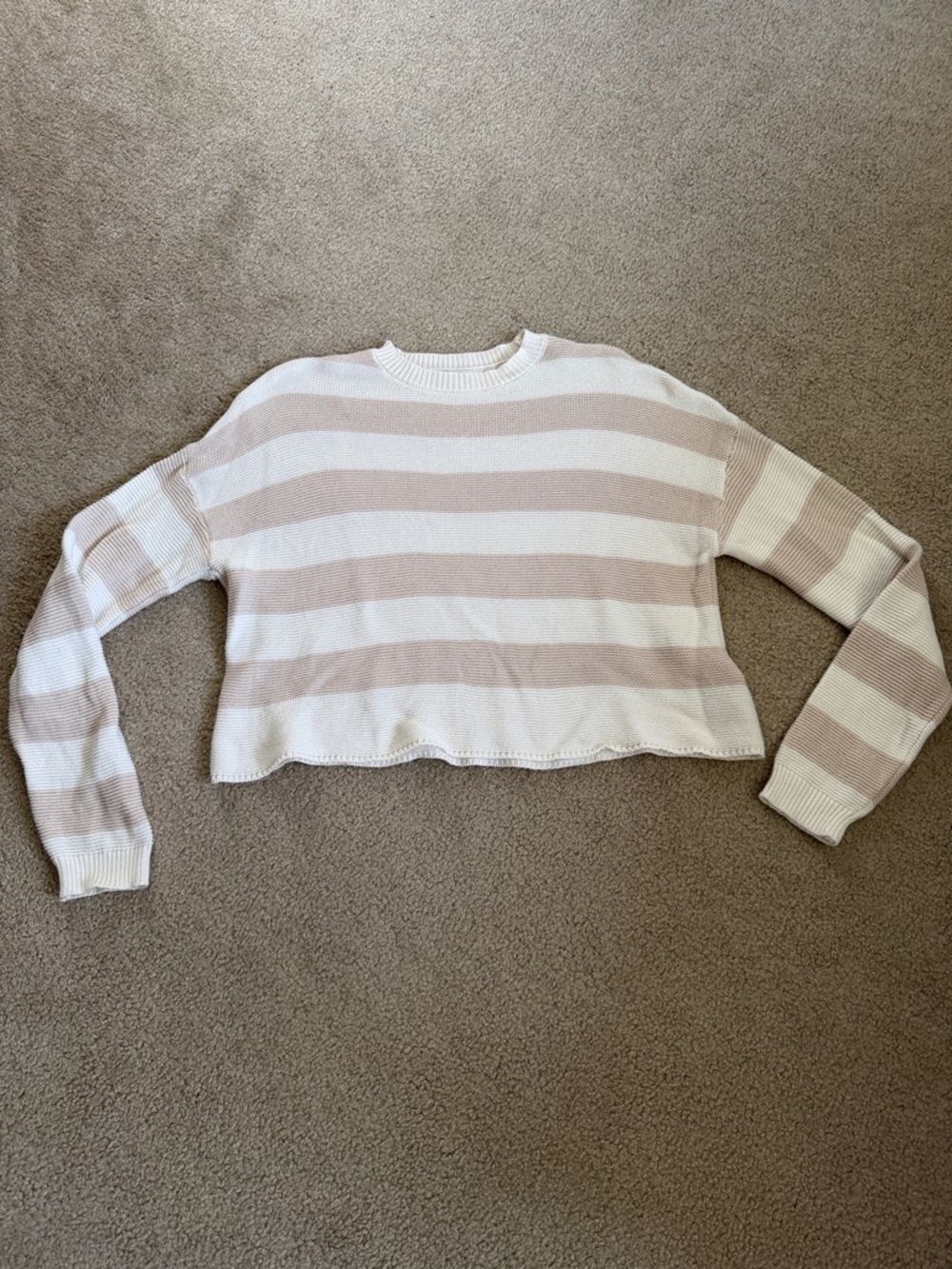 moon & madison Cream and Beige Striped Knit Top